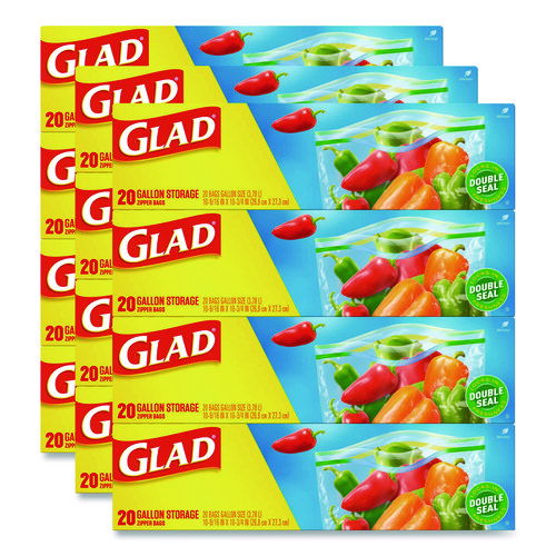 Zipper Food Storage Plastic Bags, Gallon Size, 10.75 x 10.19, Clear, 20 Bags/Box, 12 Boxes/Carton