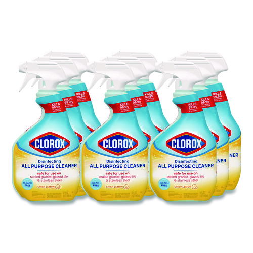 Disinfecting All Purpose Cleaner Spray, Crisp Lemon Scent, 32 oz Bottle, 9/Carton