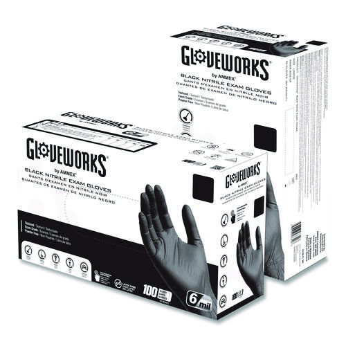 Nitrile Exam Gloves, 2X-Large, Black, 100/Box