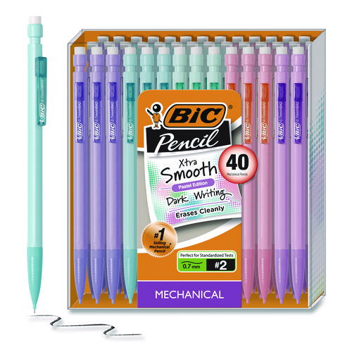 Xtra Smooth Mechanical Pencil, HB #2 Black Lead, Assorted Pastel Color Barrels, 40/Pack
