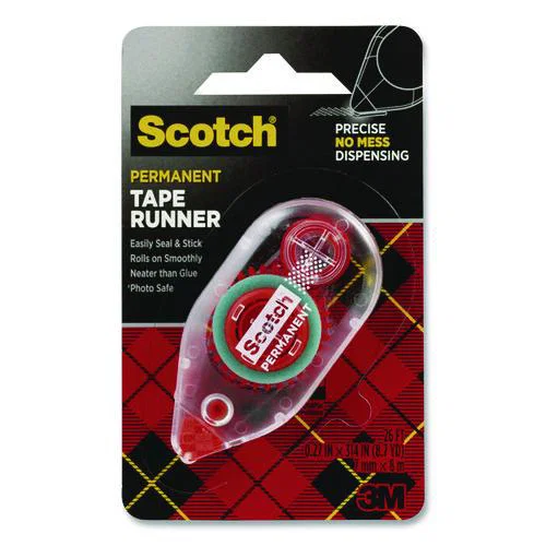 Tape Runner, 0.27" x 26 ft, Dries Clear