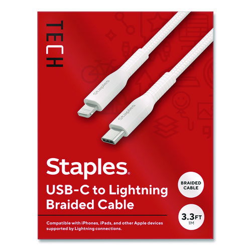 Lightning to USB-C Charging Cable, 3.3 ft, White
