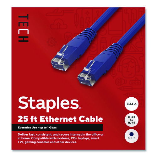 CAT6 Ethernet Cable, 25 ft, Blue
