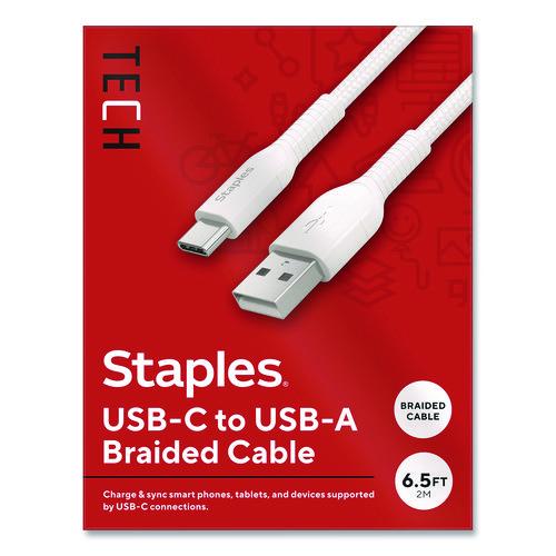 USB-C to USB-A 2.0 Charging Cable, 6.6 ft, White
