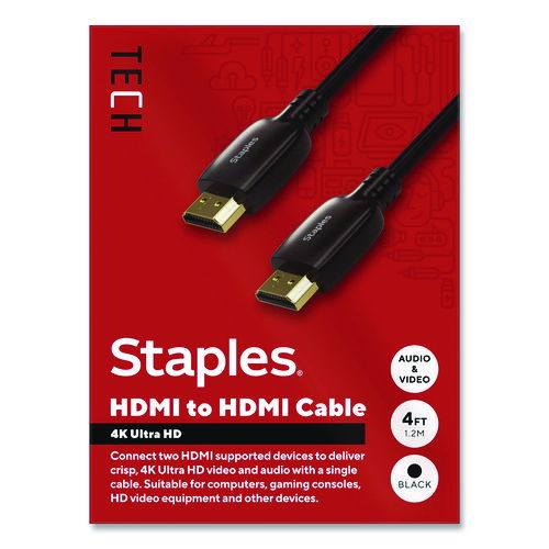 HDMI to HDMI Audio/Video Cable, 4 ft, Black