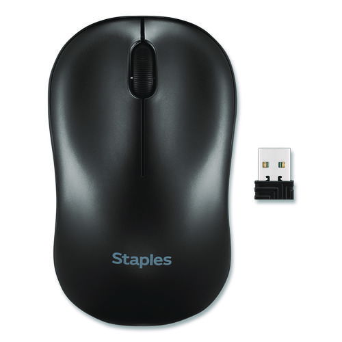 Wireless Ambidextrous Optical USB Mouse, 2.4 GH Frequency, 33 ft Wireless Range, Left/RIght Hand Use, Black