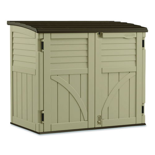 Horizontal Storage Shed, 4 ft 5" x 2 ft 8.5" x 3 ft 9.5", Sand/Slate