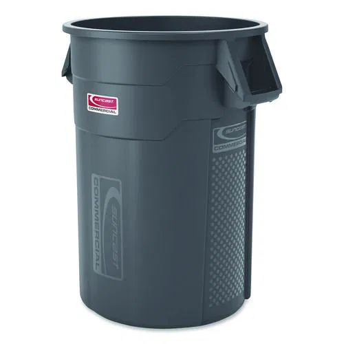 Injection Molded Utility Trash Can, 44 gal, Plastic/Resin, Gray
