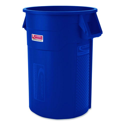 Injection Molded Utility Trash Can, 44 gal, Plastic/Resin, Blue
