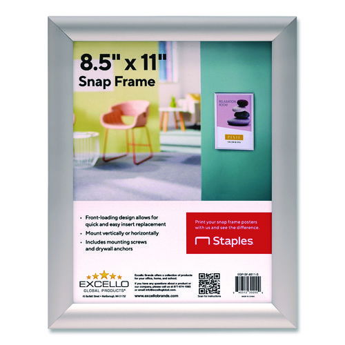 Poster Holder, Aluminum, 8.5 x 11, Silver