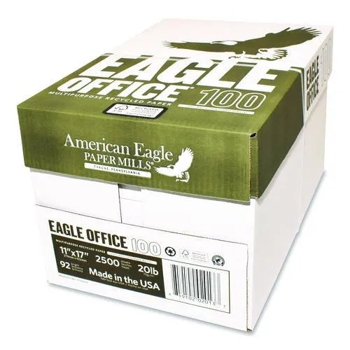 Recycled Multipurpose Paper, 92 Bright, 20 lb Bond Weight, 11 x 17, White, 500/Ream, 5 Reams/Carton