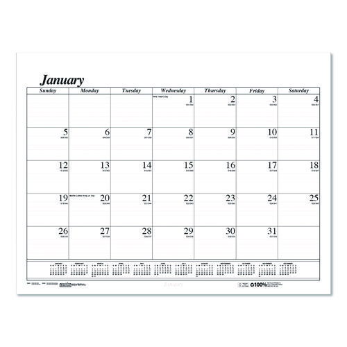 Recycled Economy Monthly Desk Pad Calendar, 22 x 17, White/Black Sheets, 12-Month (Jan to Dec): 2025