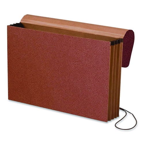 Standard Expanding Wallet with Fiber Gussets, 3.5" Expansion, 1 Section, Elastic Cord Closure, Legal Size, Redrope, 10/Box