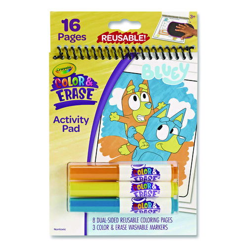 Bluey Color and Erase Reusable Activity Pad, (16) Coloring Pages, (3) Bluey Collection Markers