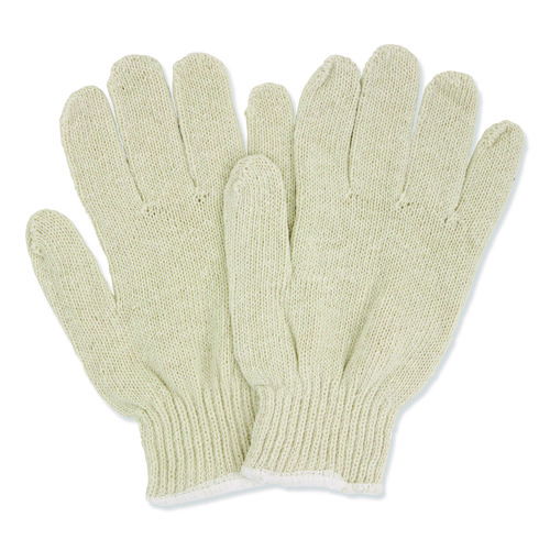 ProWorks String Knit Glove, Large, Elastic Cuff, Natural, Dozen