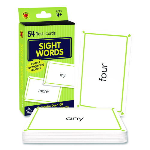 Sight Words Flash Cards, Grades Pre-K to 1, 3.25" x 5.25", Assorted Colors, 54 Cards