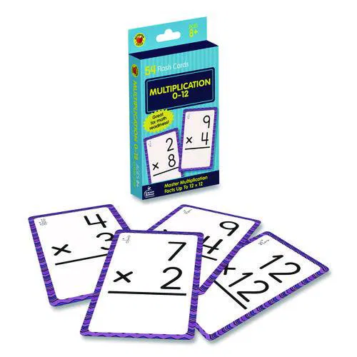 Multiplication 0 to 12 Flash Cards, Grades 4 to 6, 3.25" x 5.25", Assorted Colors, 54 Cards