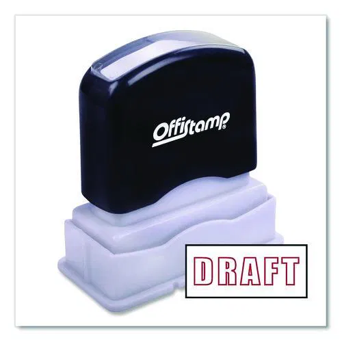 Pre-Inked Message Stamp, DRAFT, 1.63" x 0.38", Red Ink