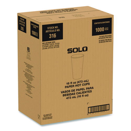 Recycled Content PCF Paper Hot Cups, ProPlanet Seal, 16 oz, White/Blue, 1,000/Carton