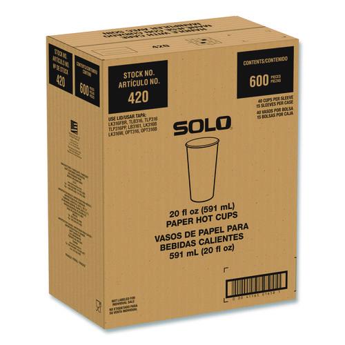 Recycled Content PCF Paper Hot Cups, ProPlanet Seal, 20 oz, White/Blue, 600/Carton