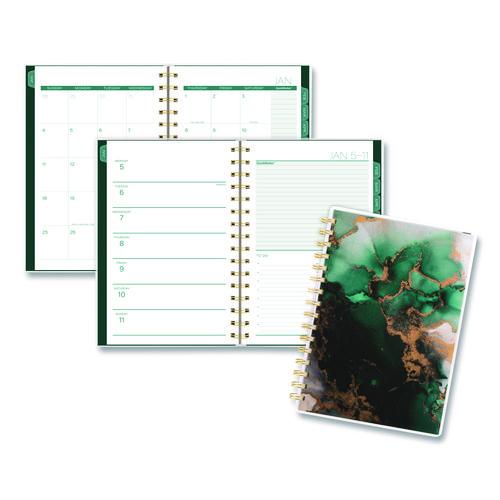 Emerald Isle Weekly/Monthly Planner, 8.5 x 5.5, Green Marbled Cover, 12-Month (Jan-Dec): 2026