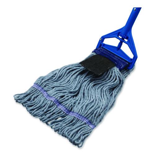 Medium Blue Looped-End Mop, Cotton, 36 x 6 x 3, Blue