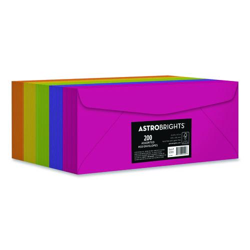 Bulk Envelopes, #10, Bankers Flap, Gummed Closure, Assorted Colors, 200/Pack