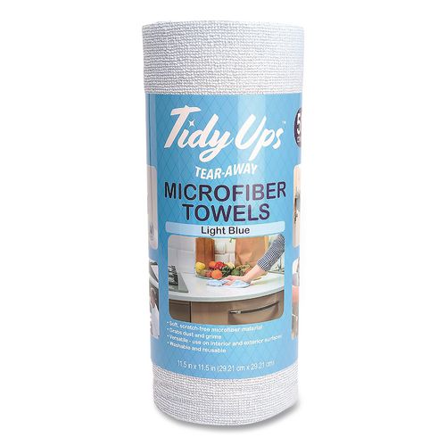Microfiber Towel Roll, 11.5 x 11.5, Blue, 50 Sheets/Roll