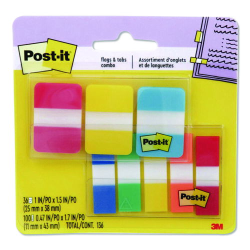 Tabs and Flags Combo Pack, 100 0.47" Flags, 36 1" Tabs, Assorted Colors