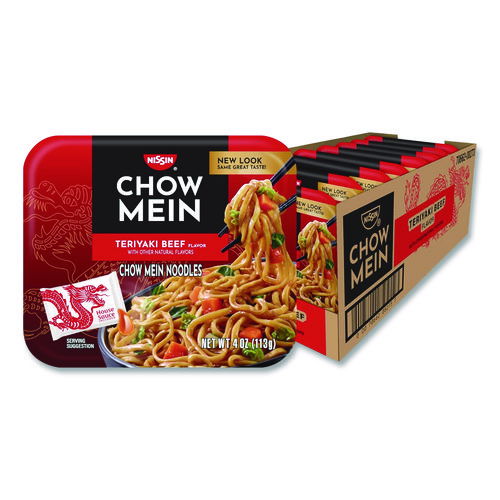 Teriyaki Beef Chow Mein Noodles, 4 oz Bowl, 8/Carton