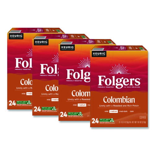 100% Colombian Coffee K-Cups, 24/Box, 4 Boxes/Carton
