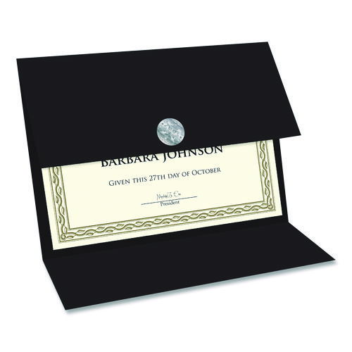 Tri-Fold Certificate Holder, 9.2 x 12.5, Black, 5/Pack