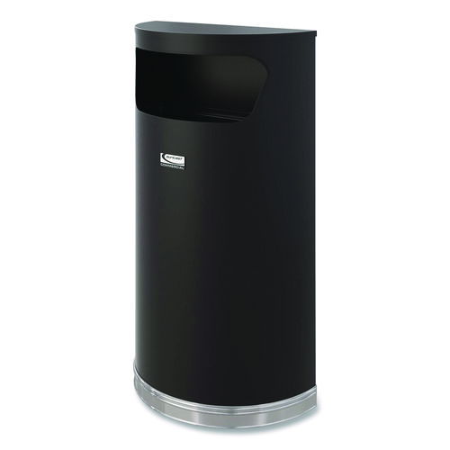 Half Round Metal Trash Can, 9 gal, Steel, Black