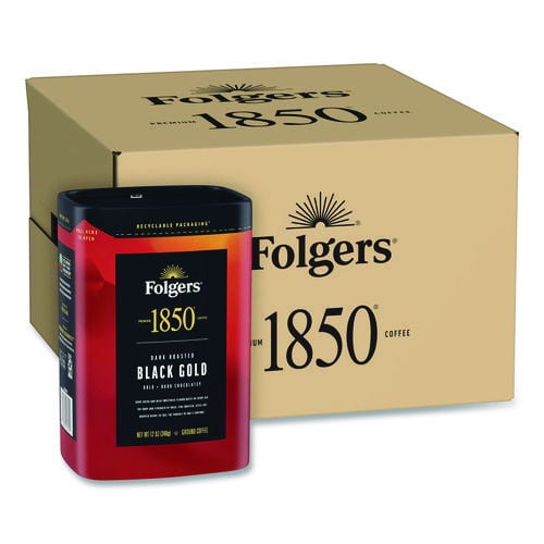 Black Gold Roast Ground Coffee, 12 oz Canister, 6/Carton