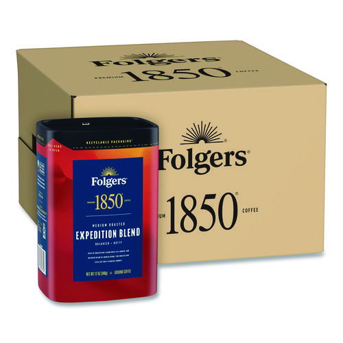 Expedition Blend Roast Ground Coffee, 12 oz Canister, 6/Carton