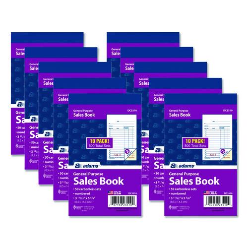Multipart General-Purpose Sales Pad, Two-Part Carbonless, 3.34 x 5.13, 50 Forms/Pad, 10 Pads/Pack