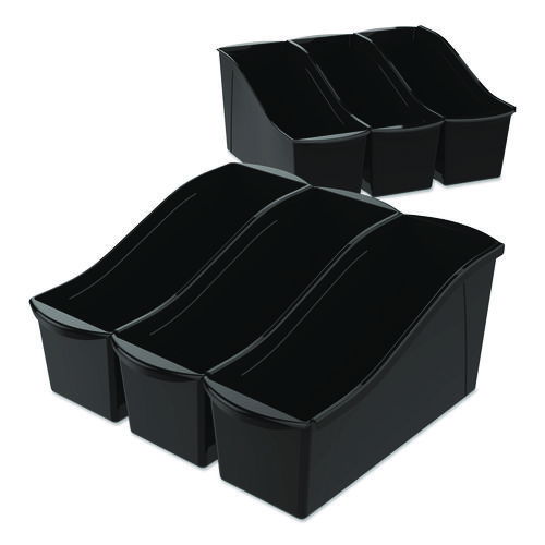 Large Book Bin,  2 gal, 5.3" x 14.3" x 7", Black, 6/Pack