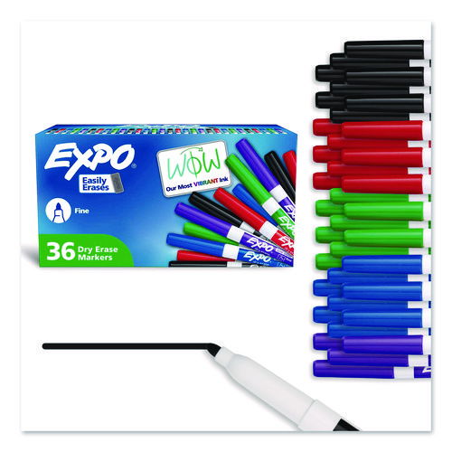 Low-Odor Dry Erase Marker Office Value Pack, Fine Bullet Tip, Assorted Colors, 36/Pack