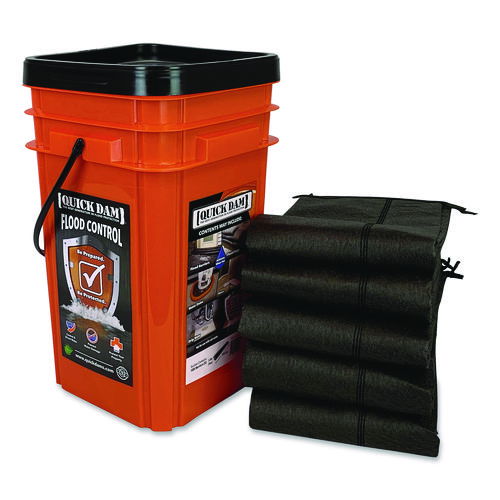 Outdoor Grab and Go Bucket Kit, (1) Bucket, (5) 10 ft Flood Barriers