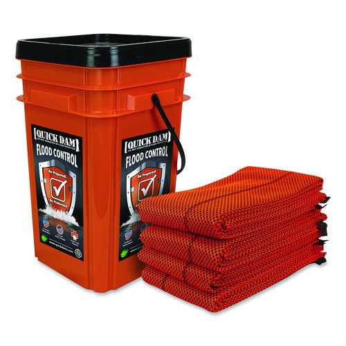 Outdoor Grab and Go Bucket Kit, (4) Hi-Vis 10 ft Flood Barriers