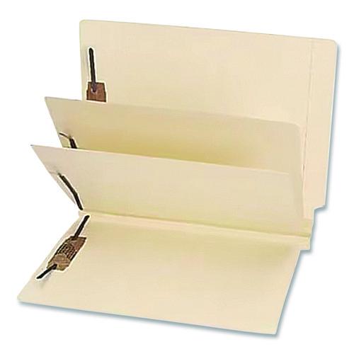 Heavy-Duty End Tab Classification Folders, 3" Expansion, 2 Dividers, 6 Fasteners, Letter Size, Manila, 15/Box
