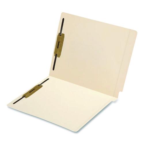 Heavy-Duty Poly-Reinforced End Tab Fastener Folders, 0.75" Expansion, 2 Fasteners, Letter Size, Manila Exterior, 50/Box