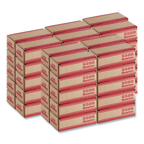 Quarters Coin Box, Cardboard, Kraft/Orange, 50/Pack