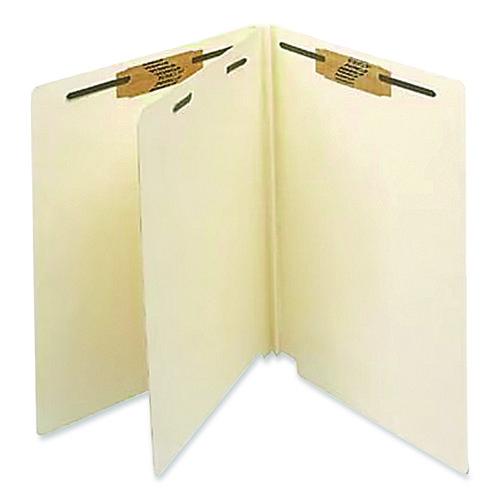 Heavy-Duty End Tab Classification Folders, 2" Expansion, 1 Divider, 4 Fasteners, Letter Size, Manila, 25/Box
