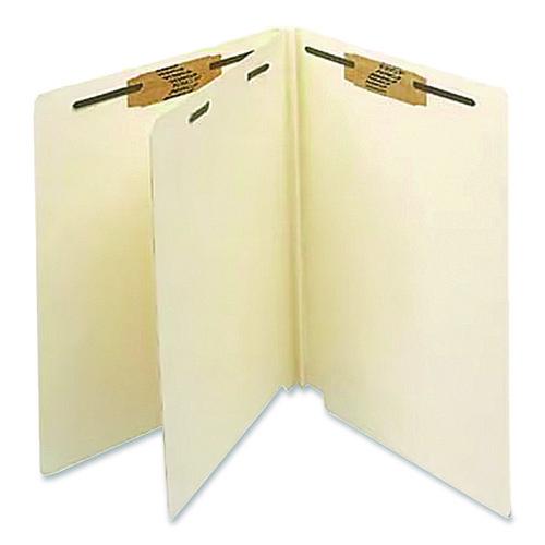 Heavy-Duty End Tab Classification Folders, 2" Expansion, 1 Divider, 4 Fasteners, Letter Size, Manila, 125/Box