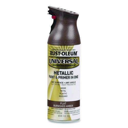 Universal Premium Spray Paint, Flat Amber, 12 oz Aerosol Can