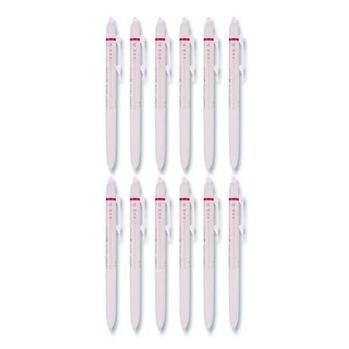 Frixion Waai Erasable Gel Pen, Retractable, Extra Fine 0.5 mm, Cherry Ink, Beige/Cherry Barrel, Dozen