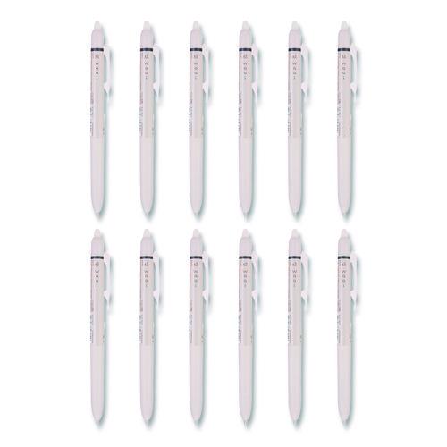 Frixion Waai Erasable Gel Pen, Retractable, Extra Fine 0.5 mm, Black Ink, Beige/Black Barrel, Dozen
