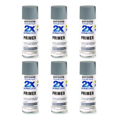 Painter's Touch 2X Ultra Cover Spray Paint, Flat Gray, 12 oz Aerosol Can, 6/Carton