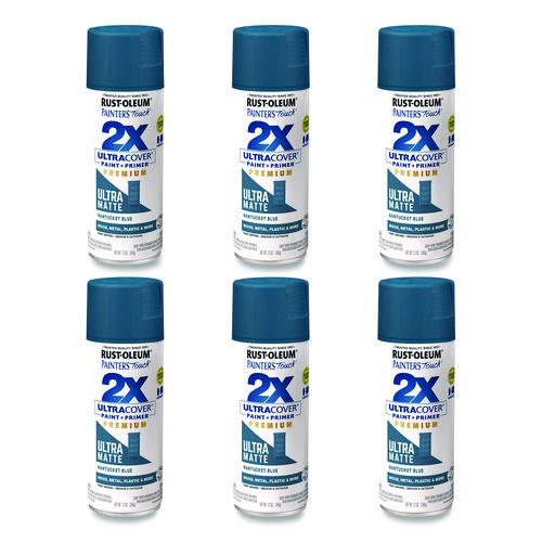 Painter's Touch 2X Ultra Cover Spray Paint, Ultra Matte Blue, 12 oz Aerosol Can, 6/Carton